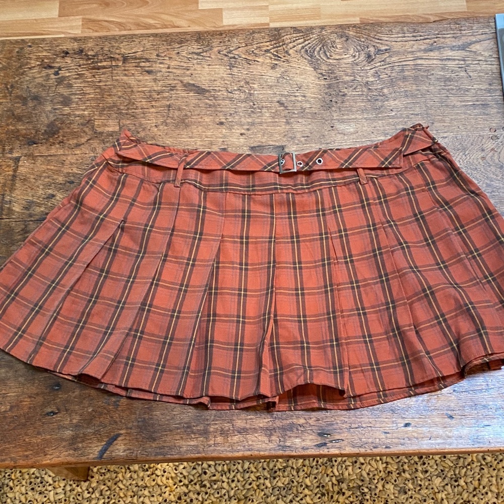 Hot topic Orange plaid skirt 4X